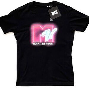 MTV Black Tee with Vibrant Logo